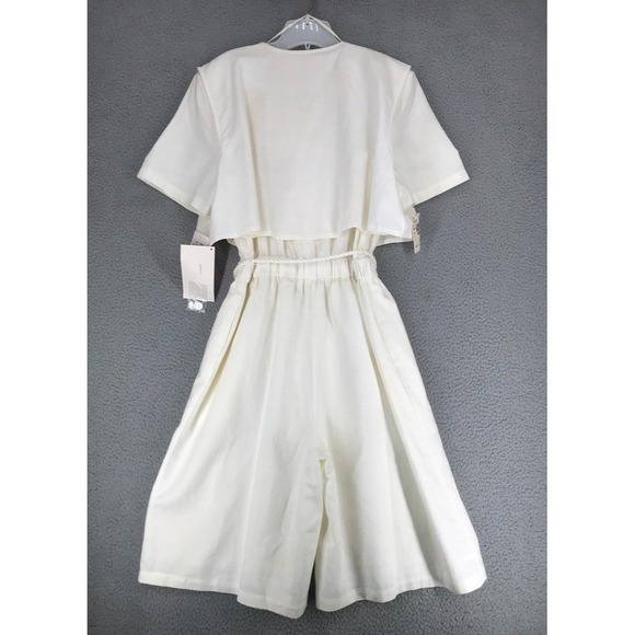 Vintage NWT Vested Romper Size 12 Casual Chic Beachwear Ivory Matching Earrings* - Picture 6 of 13